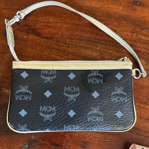 MCM Black and Gold Wristlet